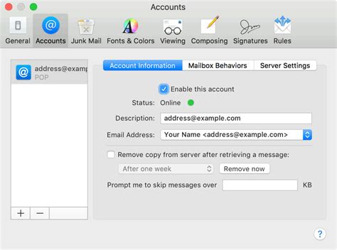 macOS Mail How to Keep Emails on the Server