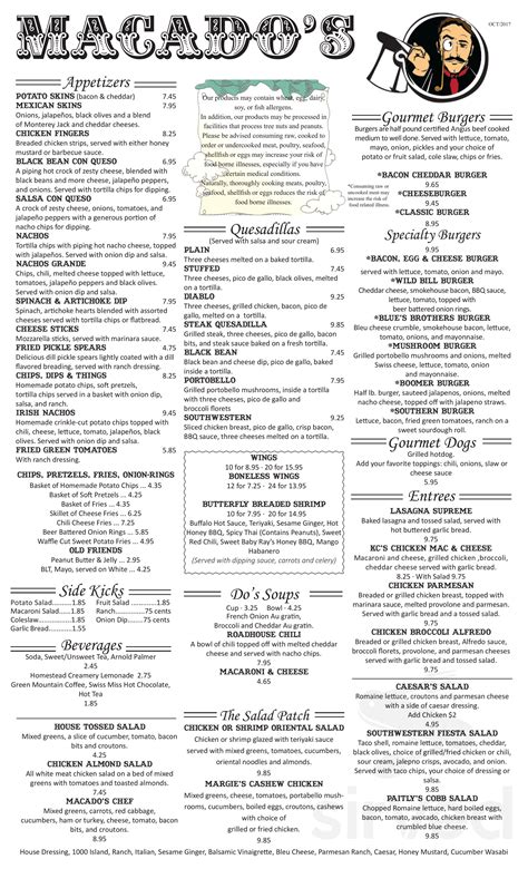 Macados Pdf Menu
