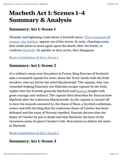 Macbeth Act 1 Summary Scenes 1 7