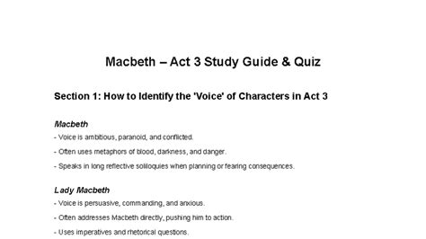 macbeth act 3 study guide answers