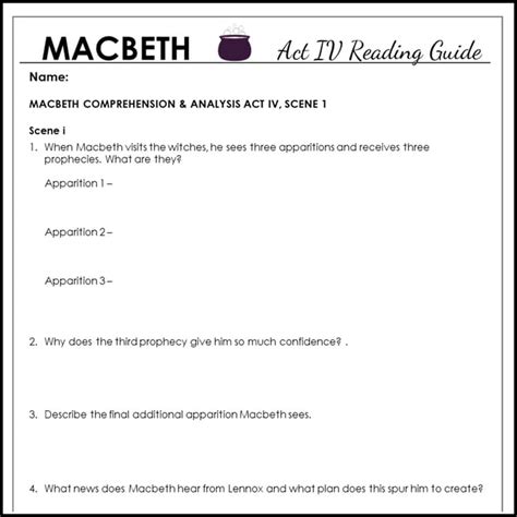 Macbeth Act 4 Reading Guide Answers Keyworkzore