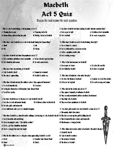 Macbeth Act Five Quiz