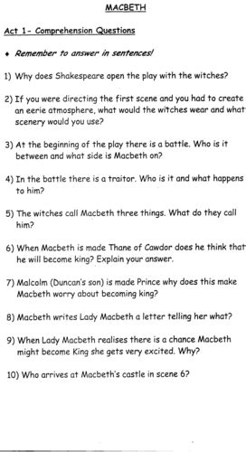 macbeth act one comprehension test answers