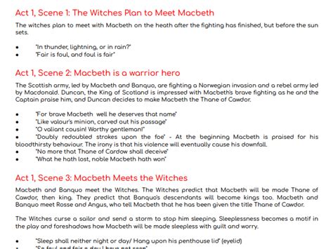 Macbeth Scene By Scene Summary