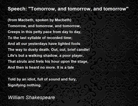 Macbeth Tomorrow Tomorrow