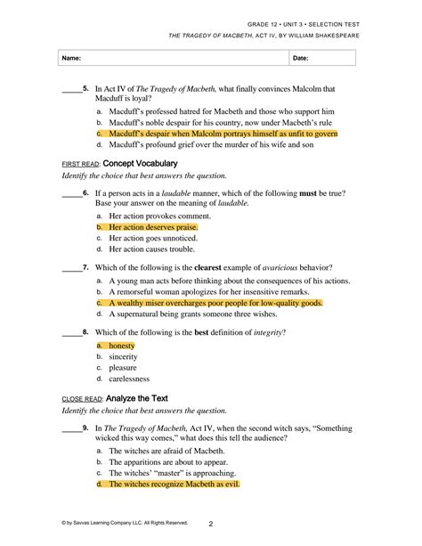 Read Online Macbeth Act 4 Test Answers 