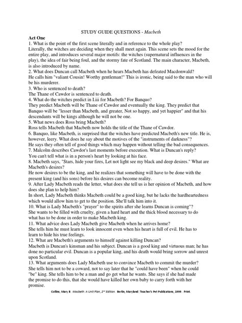 Full Download Macbeth Answers Study Guide 