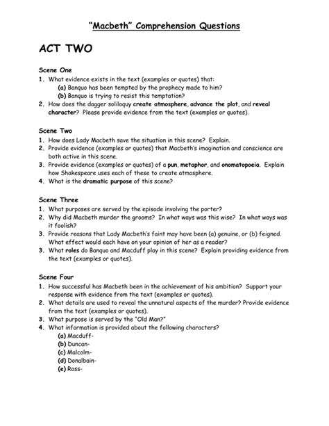 Download Macbeth Comprehension Questions And Answers 