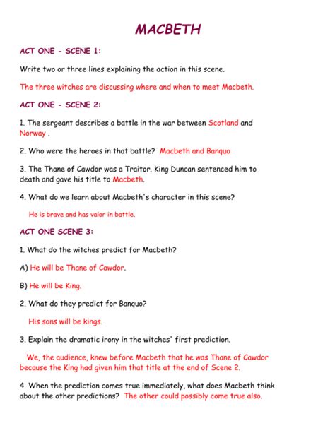 Read Online Macbeth Study Guide And Answers 