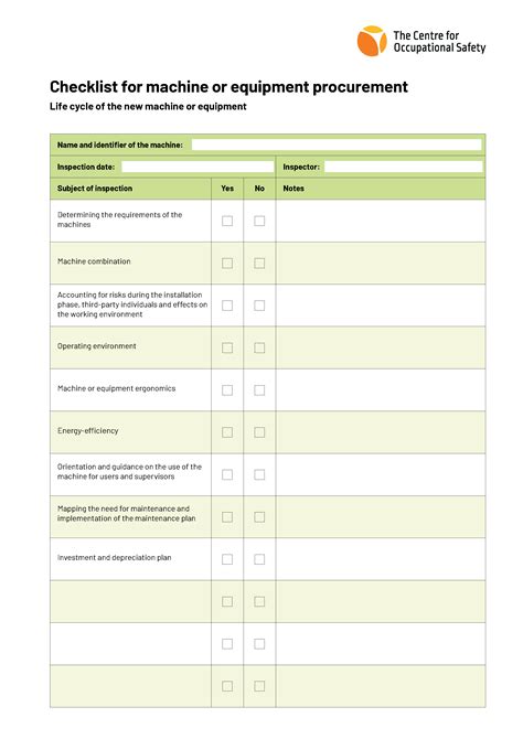 Machine Buyoff Checklist