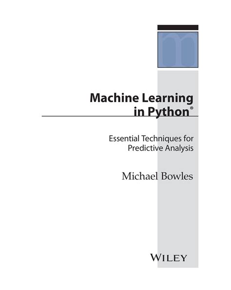 Full Download Machine Learning In Python Essential Techniques For Predictive Analysis 