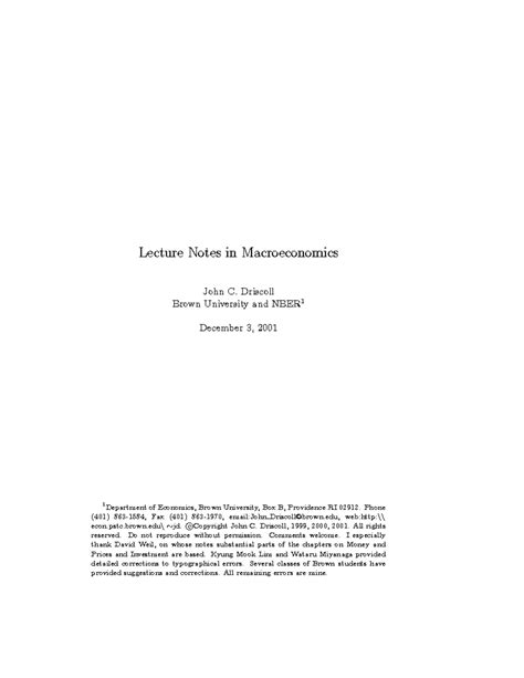 Macro Lecture Notes John C Driscoll