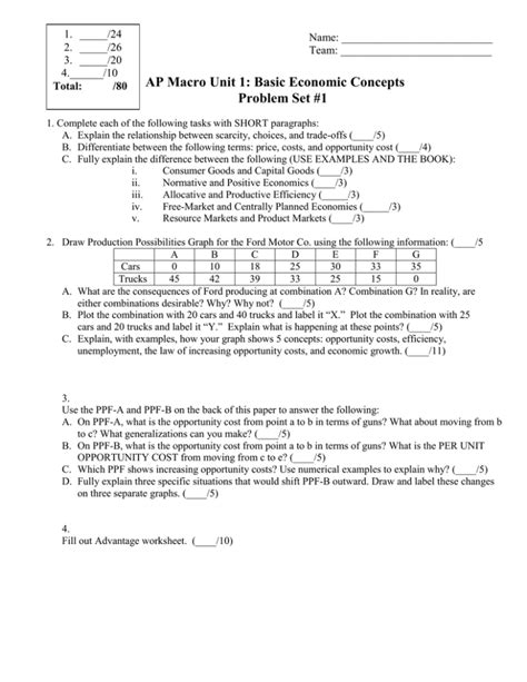 Macro Unit 1 Problem Set 1 Answers