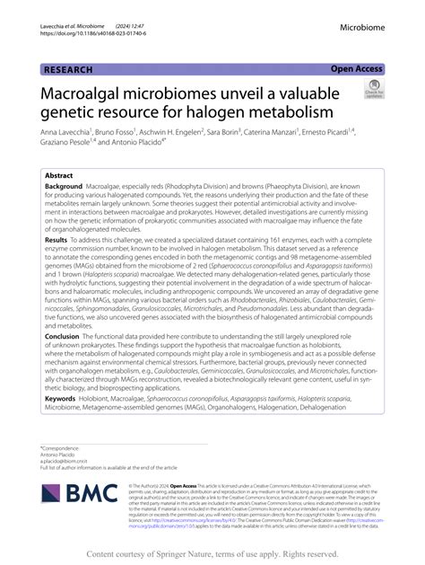 Macroalgal Microbiomes Unveil A Valuable Genetic Resource For Array For Division - Array For Division