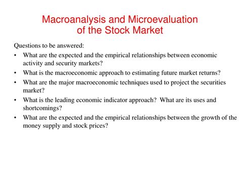 Macroanalysis And Microvaluation Of The Stock Market