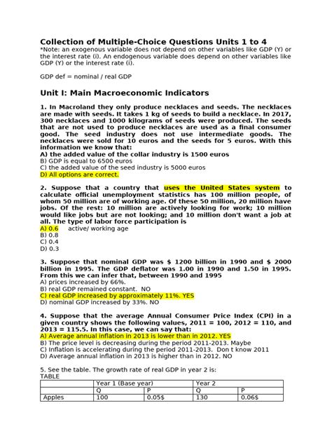 Macroeconomic Multiple Question And Solution