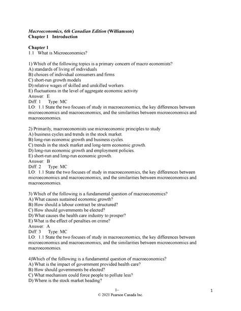 macroeconomics canadian edition study guide answers