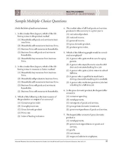 macroeconomics multiple choice test