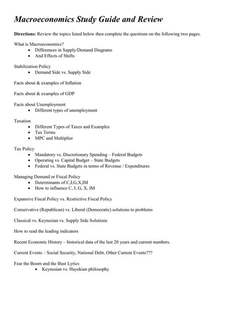 Macroeconomics Study Guide Problems