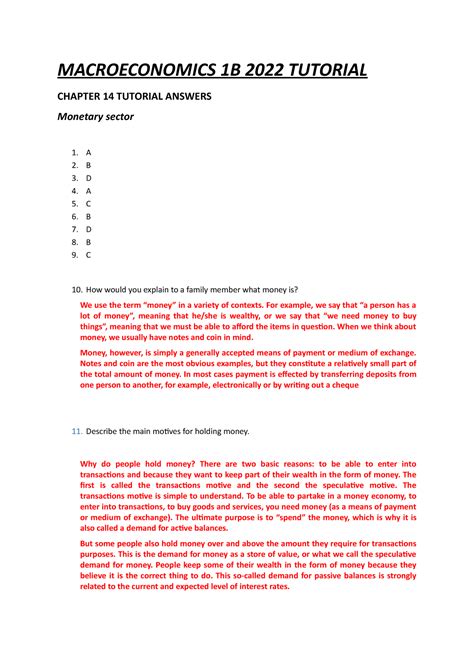 Read Macroeconomics Chapter 14 Answers 