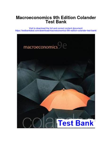 Download Macroeconomics Colander 9Th Edition Test Bank 