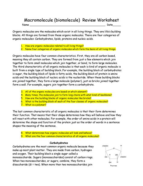 Download Macromolecule Packet Answers 