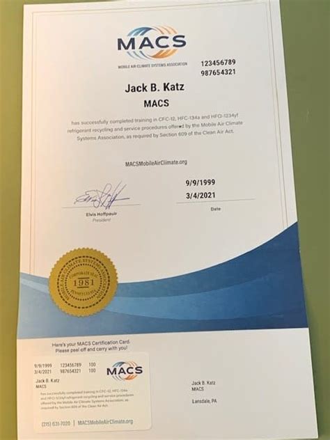 Macs 609 Certification