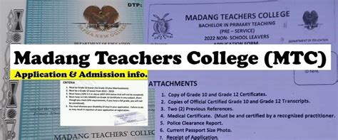 madang teachers colleges application forms