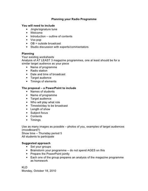 magazine format radio program proposal