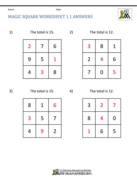 Magic Square Answers