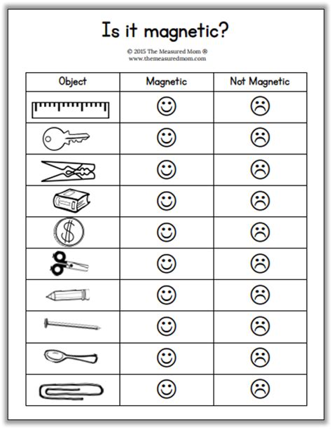 Magnet Worksheet For Kids The Measured Mom Magnet Activities For 1st Grade - Magnet Activities For 1st Grade