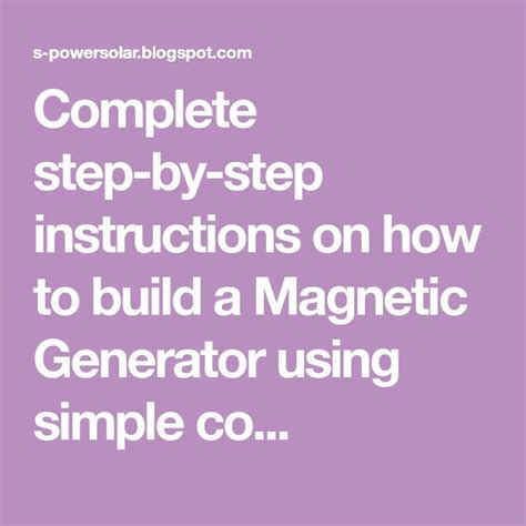 magnetic generator instructions