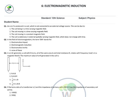 Magnetism And Electromagnetic Induction Answer Key