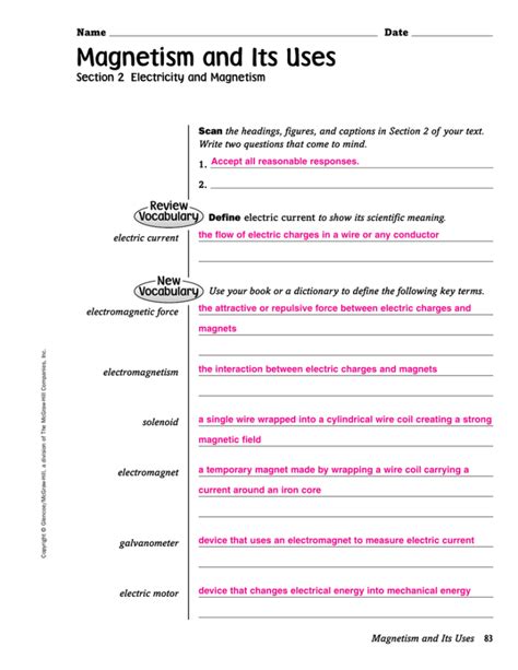 Magnetism And Its Uses Worksheet Answers Free Printables Magnetism And Its Uses Worksheet - Magnetism And Its Uses Worksheet