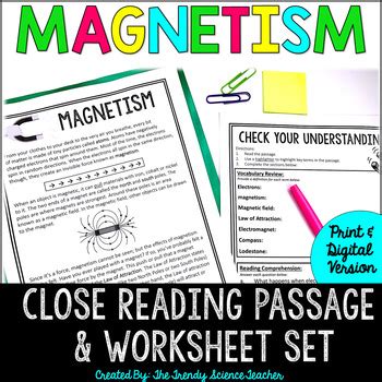 Magnetism Close Reading Worksheet Set Print Amp Digital Magnetism Worksheet For High School - Magnetism Worksheet For High School