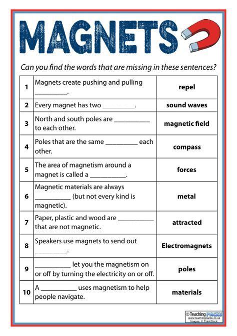 Magnetism Worksheet Answer Key   5th Grade Science Worksheets With Answer Key In - Magnetism Worksheet Answer Key