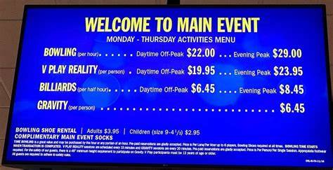 main event prices