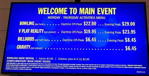 main event pricing