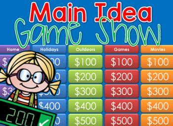 Main Idea Jeopardy Style Game Show Distance Learning Main Idea Jeopardy 3rd Grade - Main Idea Jeopardy 3rd Grade