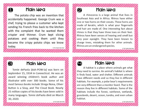 Main Idea Task Cards For 3rd 5th Grade Main Idea 5th Grade - Main Idea 5th Grade
