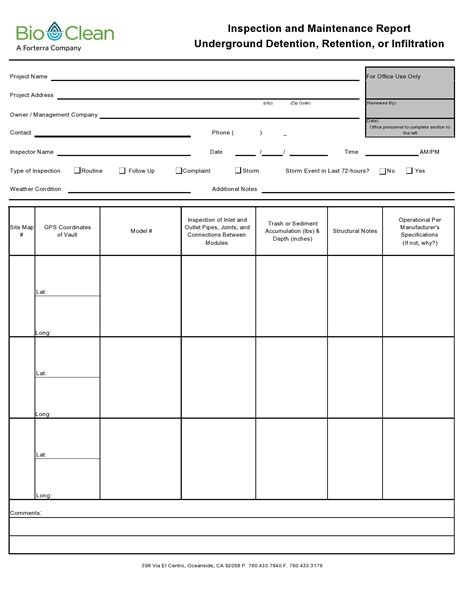 Maintenance Report Form Template