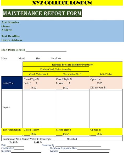Maintenance Report Sample