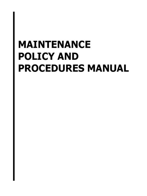 Read Online Maintenance Policy And Procedures Manual 