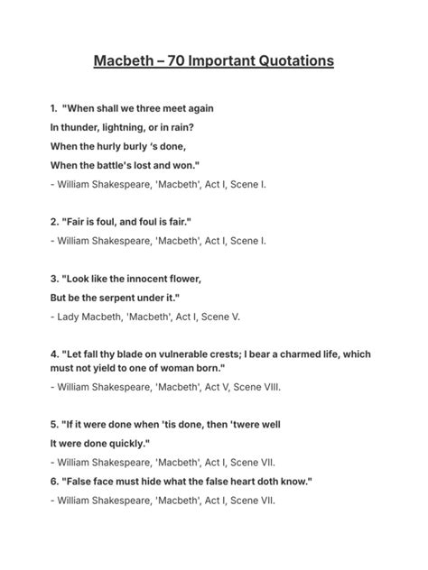 Major Quotes In Macbeth