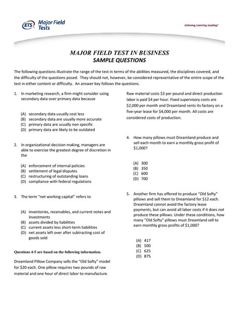 Full Download Major Field Test In Business Study Guide 