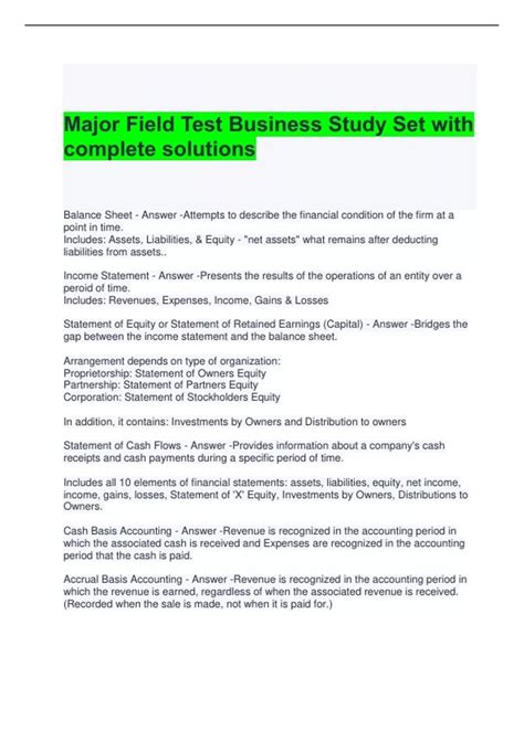 Read Online Major Field Test Study Guide Business 