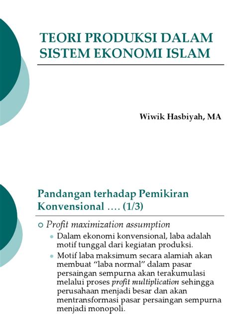 makalah teori produksi ekonomi islam