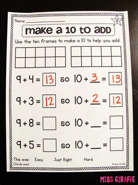 Make 10 Strategy To Add Numbers Math Worksheets Making 10 Strategy Worksheet - Making 10 Strategy Worksheet