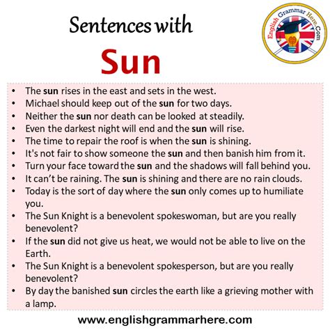 Make Sentence With Sun