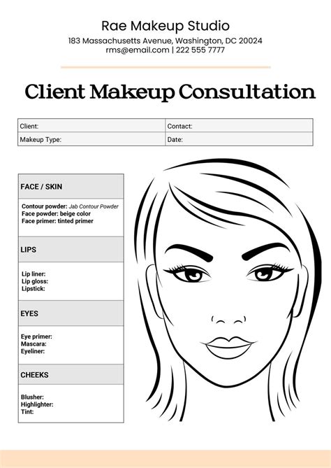 makeup consultation template